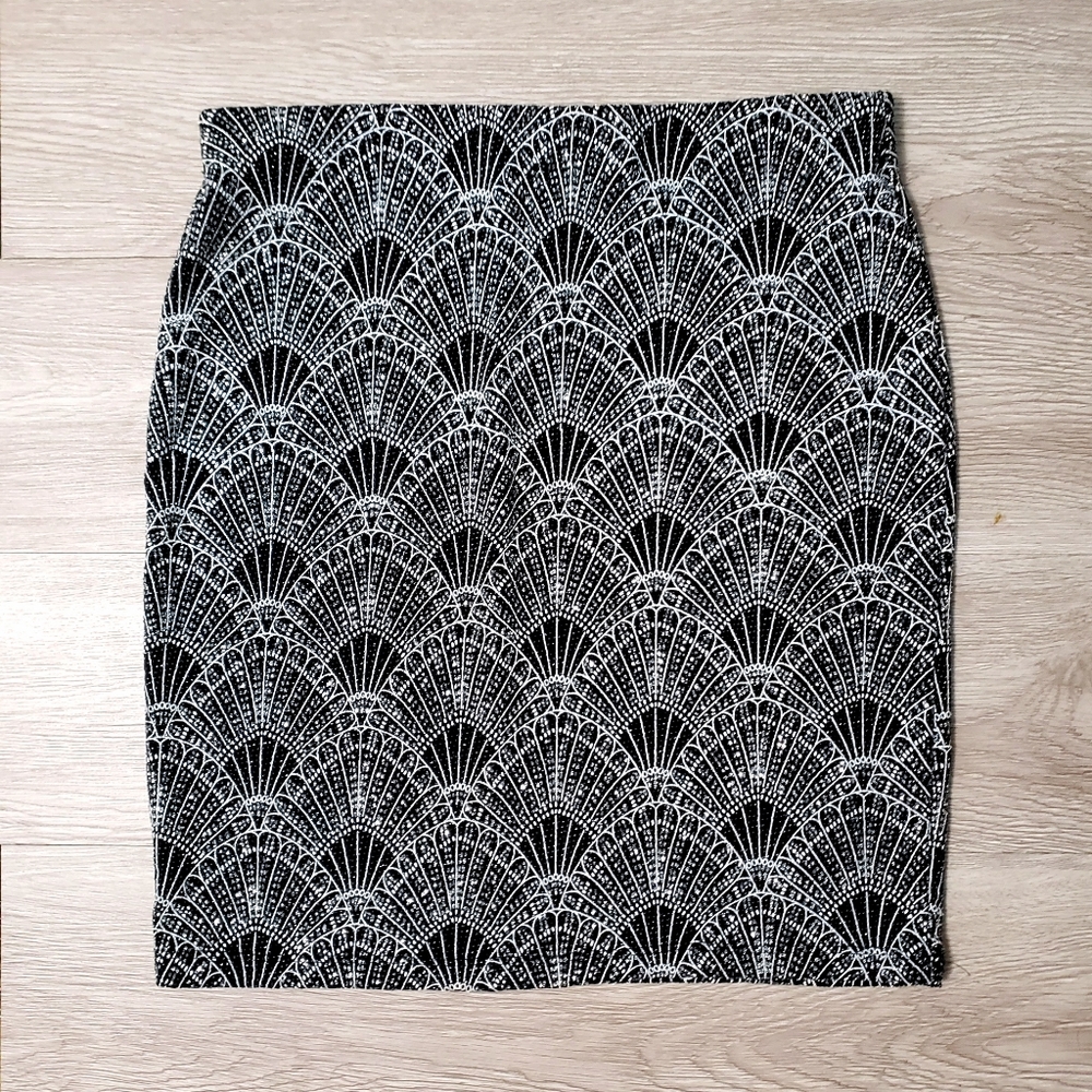 H&M black and silver shimmer sparkle retro skirt size Small glam New Years party - Picture 2 of 8